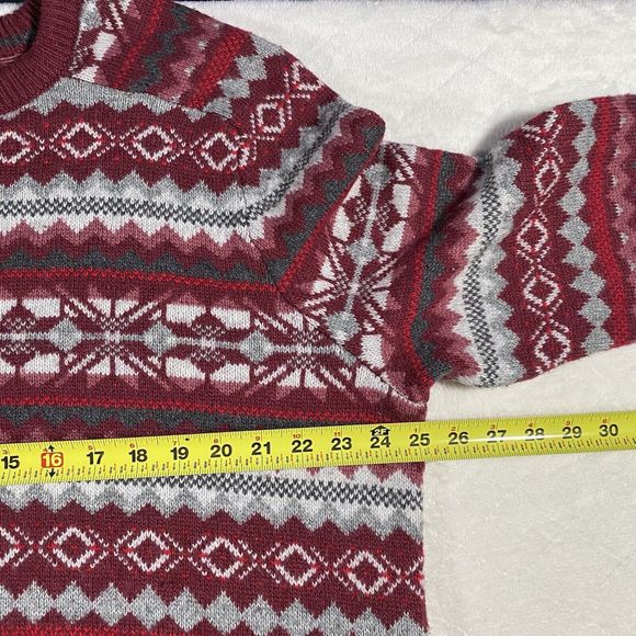 Lands' End Fair Isle Nordic Sweater Ski Wool Blend Pullover Holiday Men's Sz XL - Picture 6 of 8